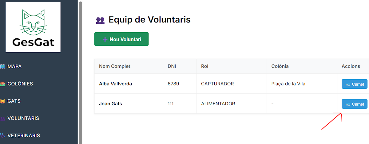 Captura de Carnet